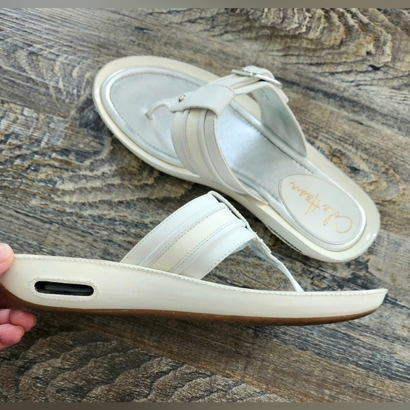 Cole Hann White Leather Thong Sandals Women's Size 5.5 - Picture 7 of 9